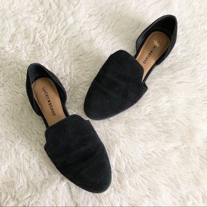 Lucky Brand Black Suede D’Orsay Flats Size 8.5